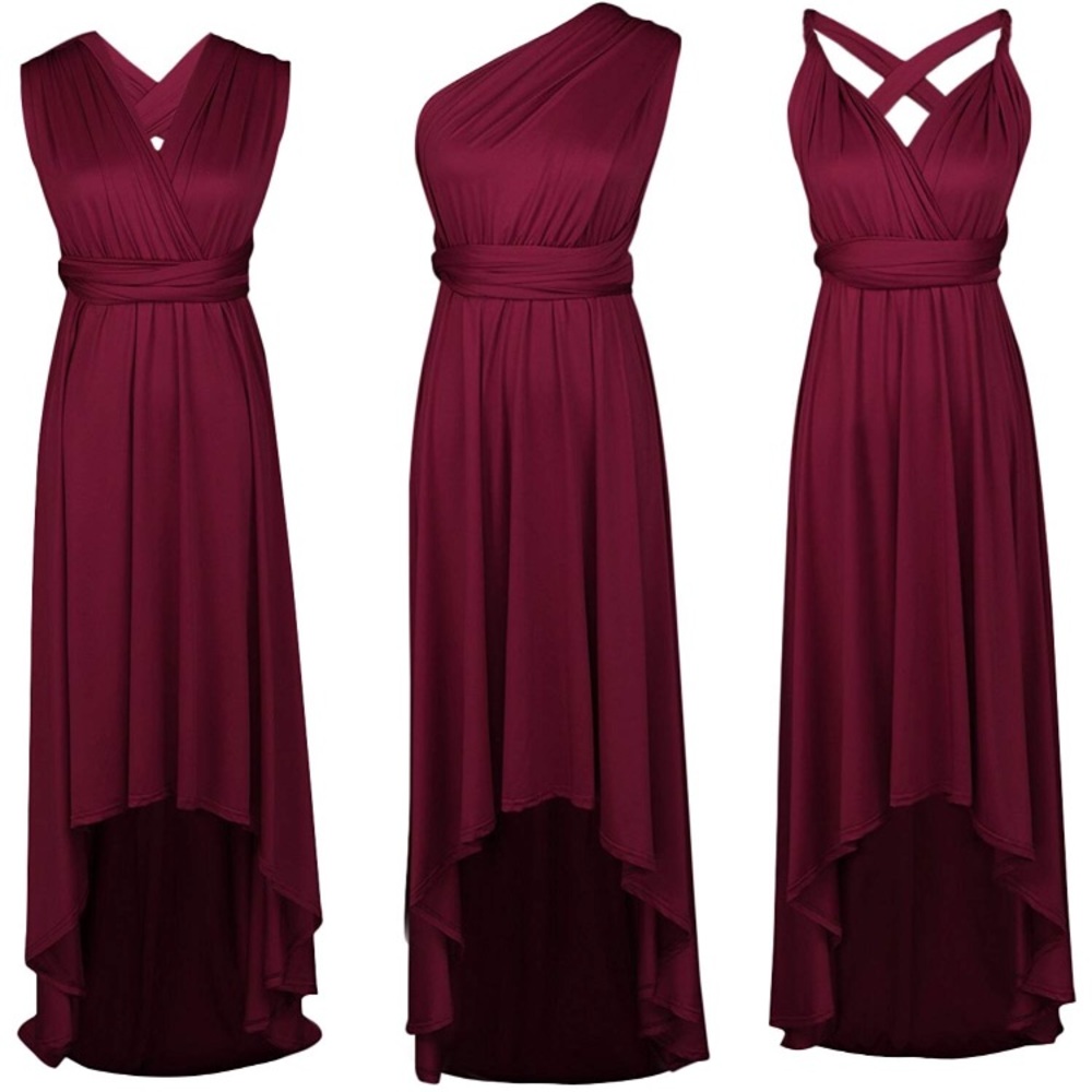 Infinity Bridesmaid Dress | Burgundy | High-Low